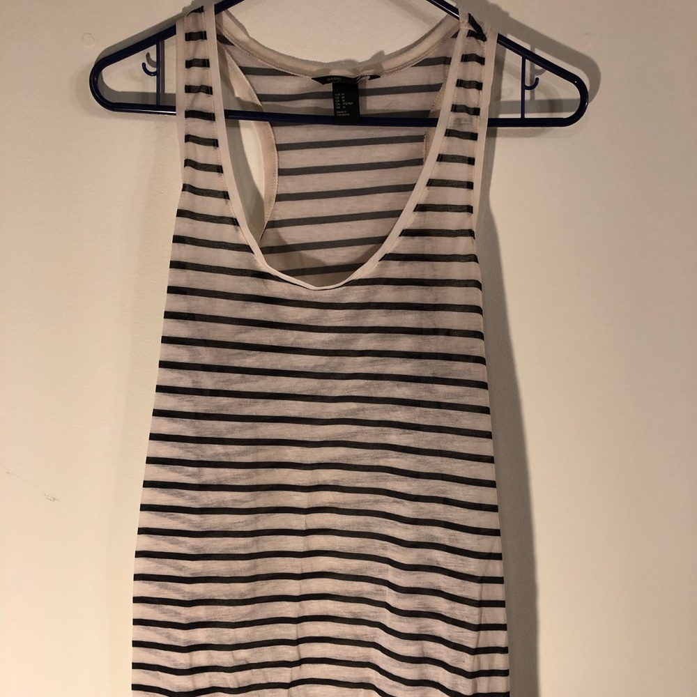 H&M Basic White Navy Stripe Tank Top Medium